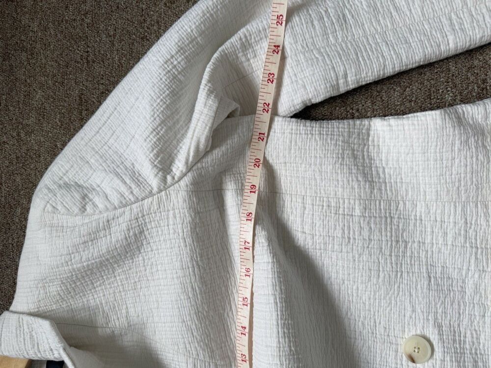 Talbots White Textured Crinkle Gauze Cotton Blazer Jacket Single Button Size 10 - Picture 8 of 12